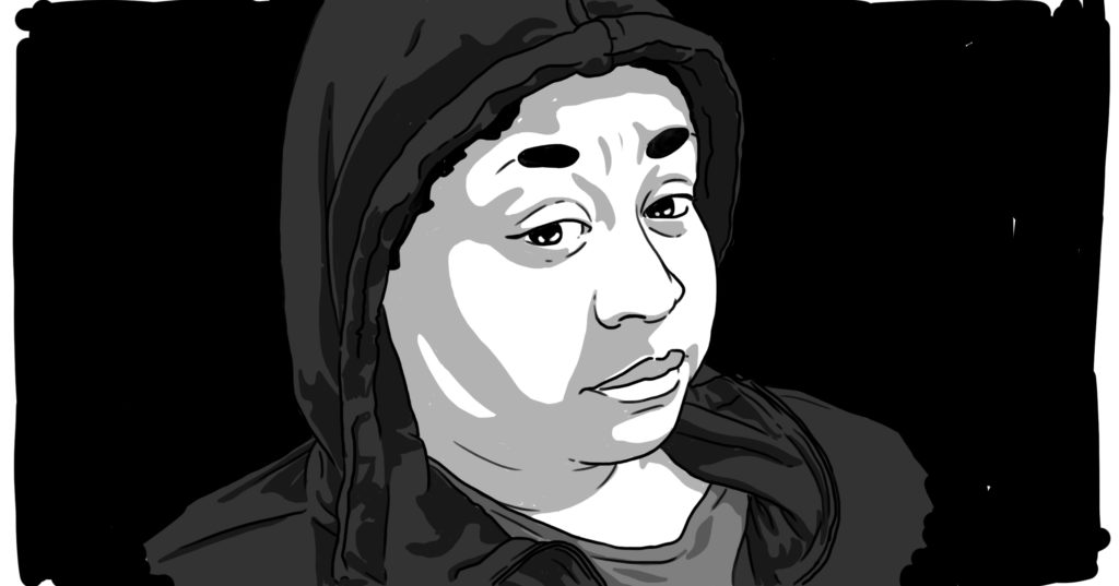 Somber black and white image of Brena Jean during the quarantine reflecting on her loneliness while end of life planning